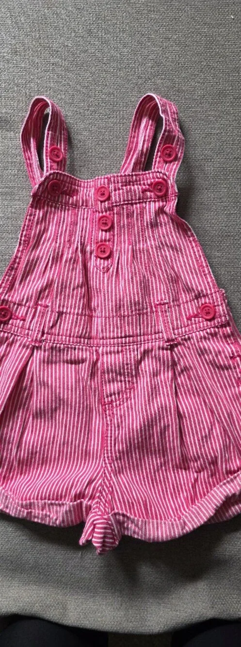 Oshkosh B'gosh Striped Pink Girls' Overall Shorts with Button Front